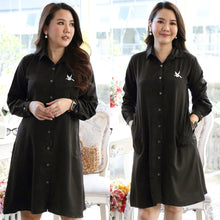 Load image into Gallery viewer, Women shirt dress with side pockets-Black