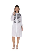 Load image into Gallery viewer, Women Embroidered Dress with side pockets 1904-2 White