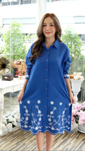 Load image into Gallery viewer, Cotton Shirt Border Emb - Blue