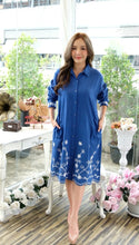 Load image into Gallery viewer, Cotton Shirt Border Emb - Blue