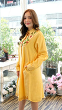 Load image into Gallery viewer, Cotton Embroideried Shirt Dress Yellow
