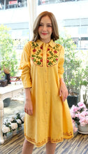 Load image into Gallery viewer, Cotton Embroideried Shirt Dress Yellow