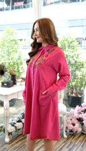 Load image into Gallery viewer, Cotton Embroideried Shirt Dress Pink