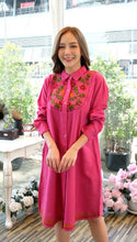 Load image into Gallery viewer, Cotton Embroideried Shirt Dress Pink
