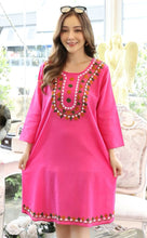 Load image into Gallery viewer, Cotton Round Neck Emb with Side Pockets - Pink 1907