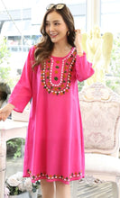 Load image into Gallery viewer, Cotton Round Neck Emb with Side Pockets - Pink 1907