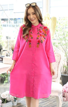 Load image into Gallery viewer, Women Embroidered Dress with Side Pockets - Pink