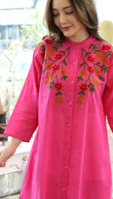 Load image into Gallery viewer, Women Embroidered Dress with Side Pockets - Pink