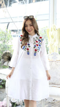 Load image into Gallery viewer, Women Embroidered Dress with Side Pockets - White