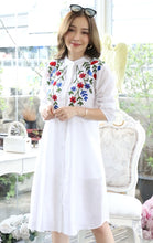 Load image into Gallery viewer, Women Embroidered Dress with Side Pockets - White