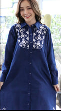 Load image into Gallery viewer, Cotton Shirt Border Emboroidery - Blue
