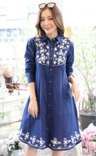 Load image into Gallery viewer, Cotton Shirt Border Emboroidery - Blue