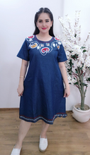 Load image into Gallery viewer, Denim dress Half Sleeve With Embroidery 1830-2B
