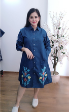 Load image into Gallery viewer, Denim dress Full Sleeve With Embroidery 1836-2A
