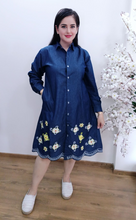 Load image into Gallery viewer, Denim dress Full Sleeve With Embroidery 1878-1A
