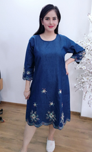 Load image into Gallery viewer, Denim dress Full Sleeve With Embroidery 1924-1A
