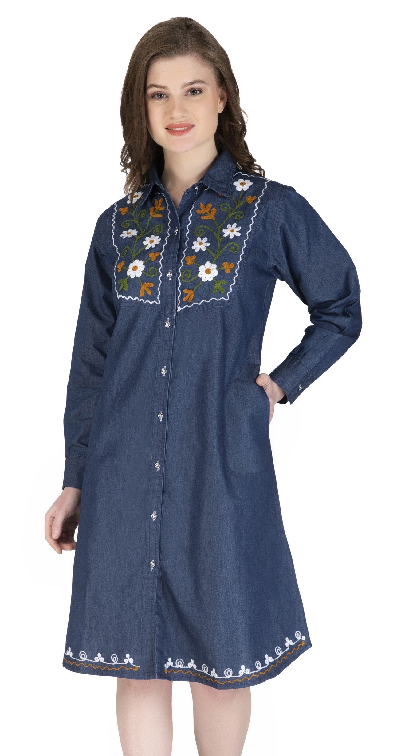 sachin and babi light blue dress Hand Embroidered Women Denim Dress at ₹ 2690.00/piece | Kolkata main image 0