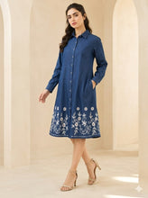 Load image into Gallery viewer, Denim dress full sleeve embroidery 1836-7
