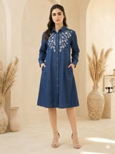 Load image into Gallery viewer, Denim dress full sleeve embroidery 1836-10
