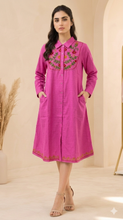 Load image into Gallery viewer, Cotton Embroideried Shirt Dress Pink
