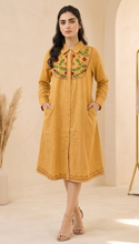 Load image into Gallery viewer, Cotton Embroideried Shirt Dress Yellow
