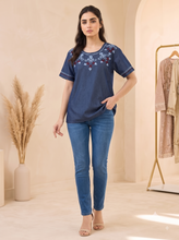 Load image into Gallery viewer, Embroideried Denim Top - 3005
