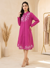 Load image into Gallery viewer, Cotton Shirt Border Emboroidery - Pink
