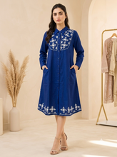 Load image into Gallery viewer, Cotton Shirt Border Emboroidery - Blue
