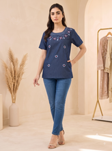 Load image into Gallery viewer, Embroideried Denim Top - 3010
