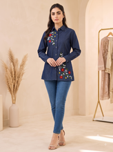 Load image into Gallery viewer, Denim Shirt Embroidery Full Sleeve 1876-2
