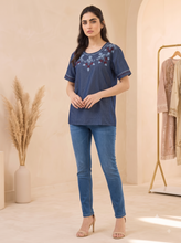 Load image into Gallery viewer, Embroideried Denim Top - 3005
