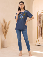 Load image into Gallery viewer, Embroideried Denim Top - 3011
