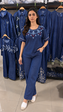 Load image into Gallery viewer, Embroidered Denim Coordsets Half Sleeves 12
