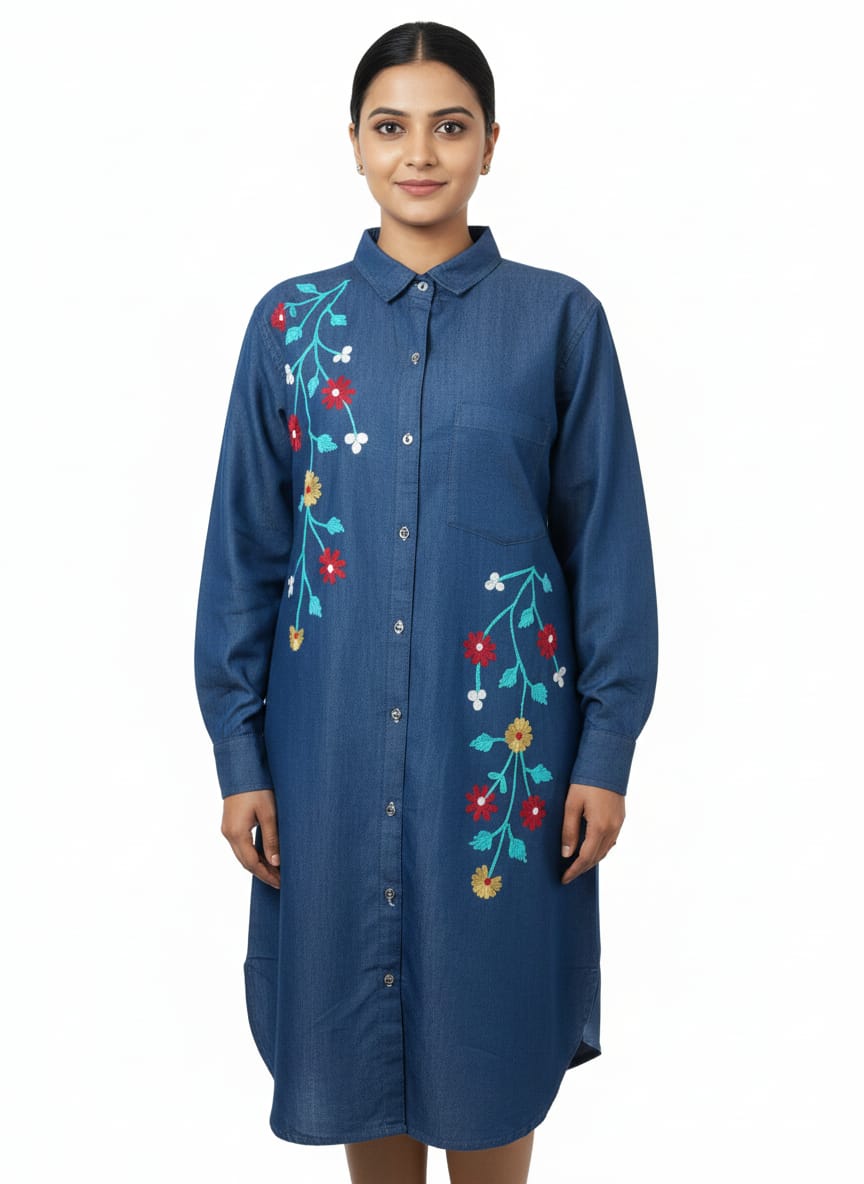 Denim Dress Kurti with Embroidery - New 41