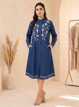 Load image into Gallery viewer, Denim dress full sleeve embroidery A4
