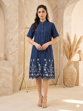 Load image into Gallery viewer, Denim Dress Half Dress with Embroideried ( Soft Denim Fabric Dress ) - 1899
