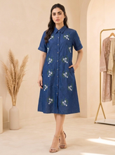 Load image into Gallery viewer, Denim Dress Embroideried (soft denim fabric) 1935
