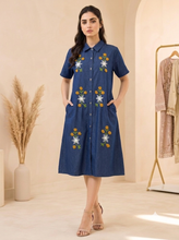 Load image into Gallery viewer, Denim Dress With Embroideried (Soft Denim Fabric) - new7
