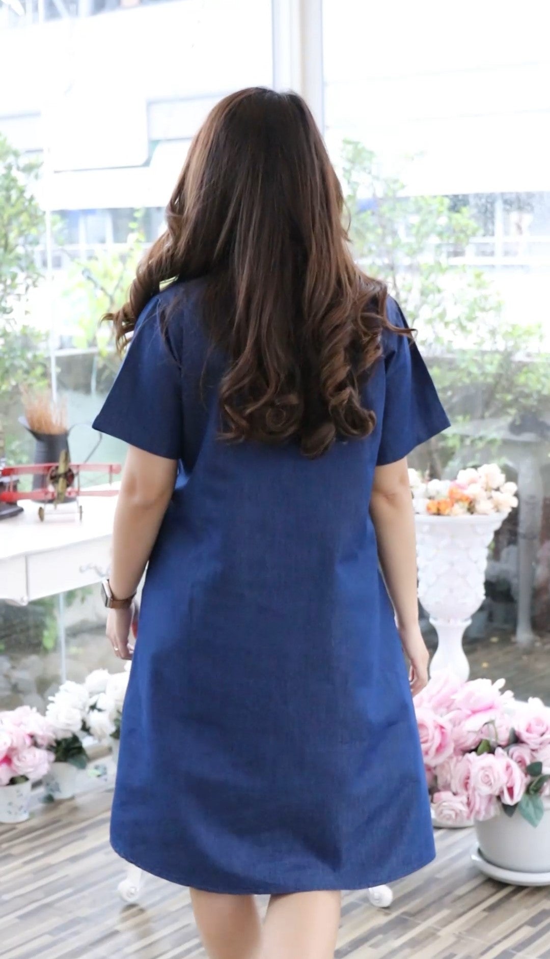 Dusk Blue Acid Wash Retro Half Sleeve Flared Denim Dress – KesleyBoutique