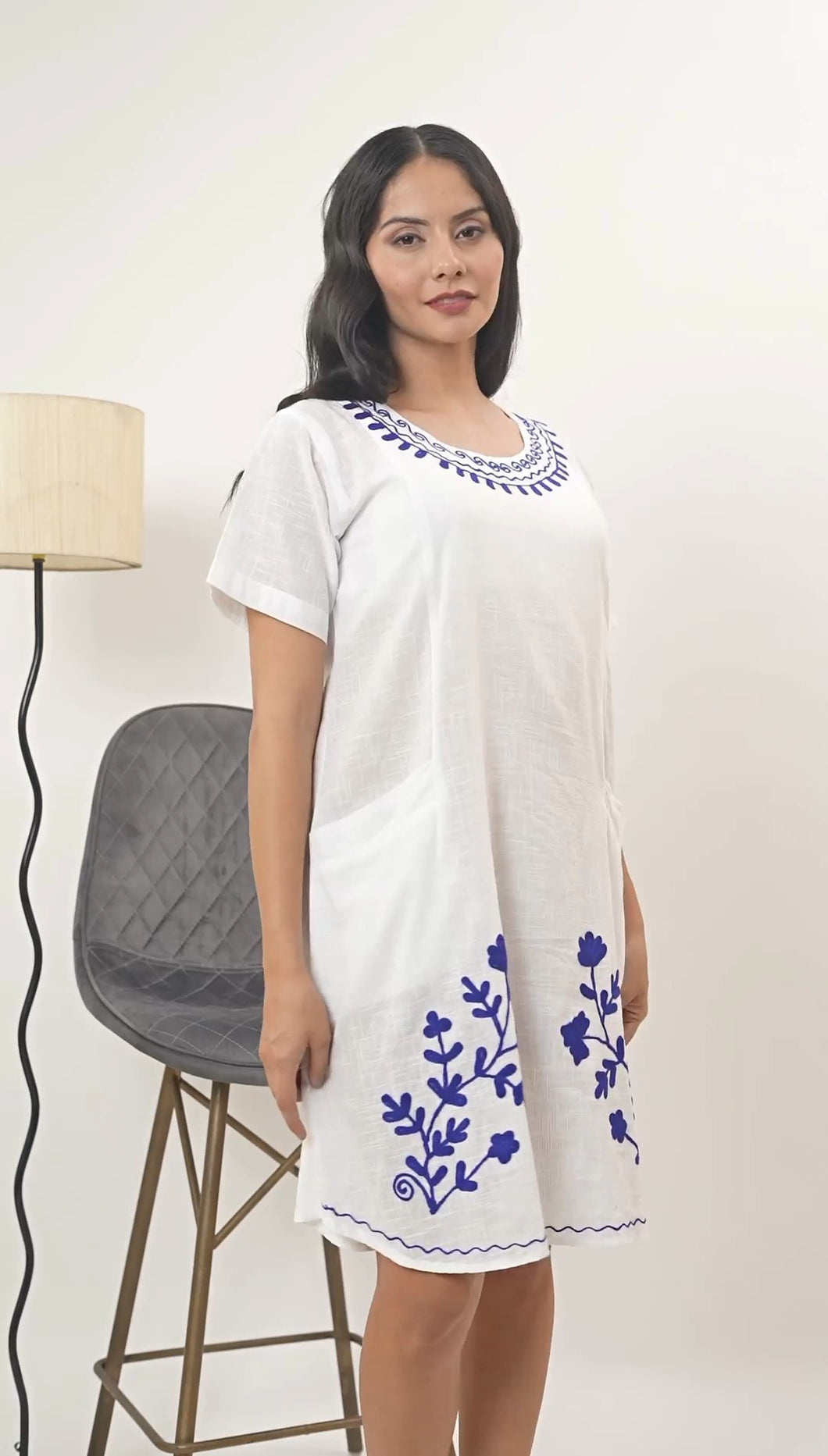 Cotton Round Neck Embroidery  1851-2 White