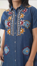 Load image into Gallery viewer, Denim Dress With Embroideried Half Sleeve New 22
