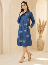Load image into Gallery viewer, Denim dress full sleeve embroidery A7

