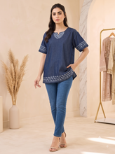 Load image into Gallery viewer, Embroideried Denim Top - 3007

