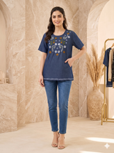 Load image into Gallery viewer, Embroideried Denim Top - 3009
