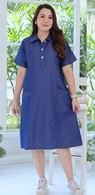 Load image into Gallery viewer, Denim dress Half Sleeve Big Button
