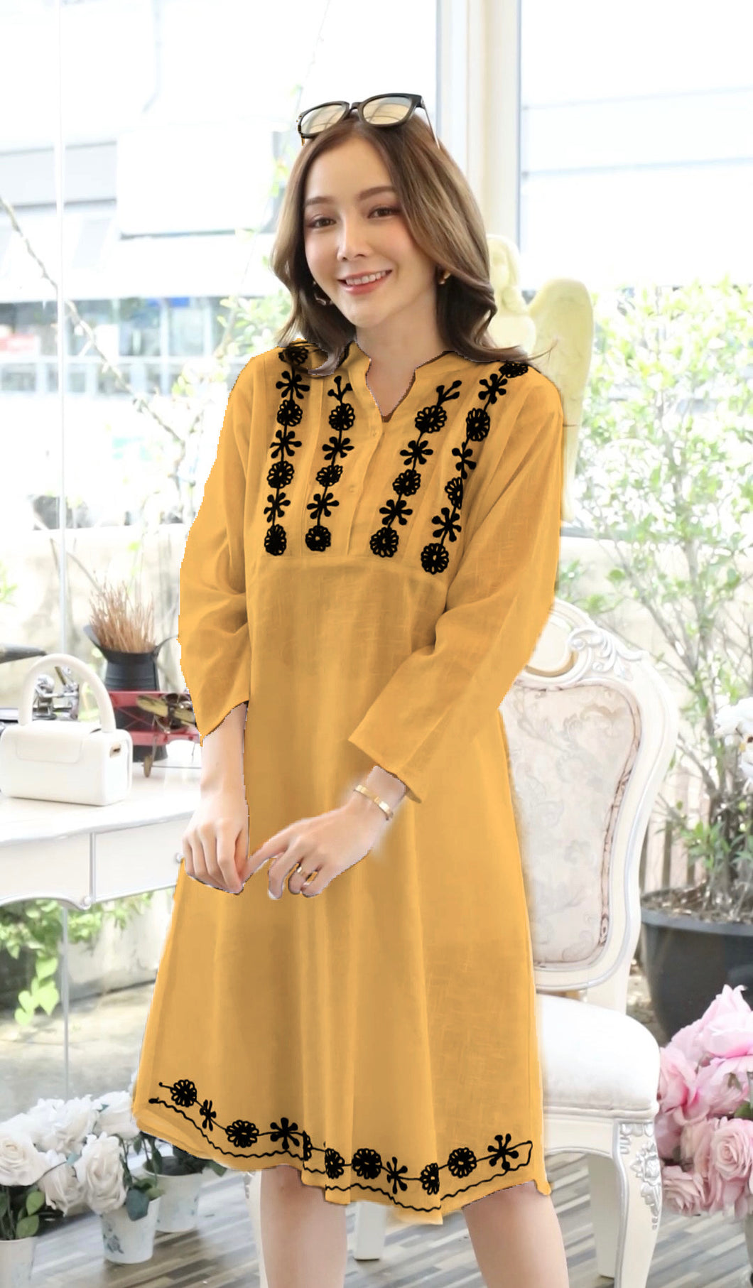 Trendy Fashionable Women Dresses With Side Pockets - Yellow