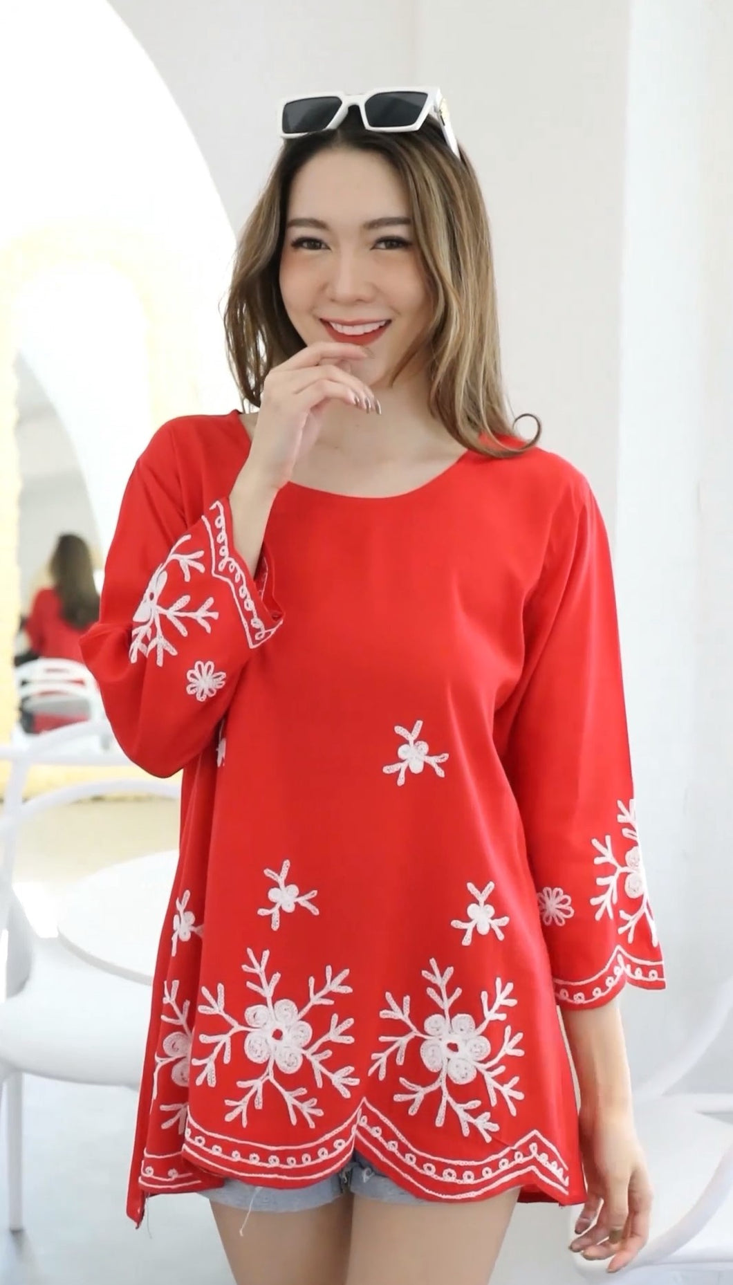 Full sleeve embroideried  rayon top