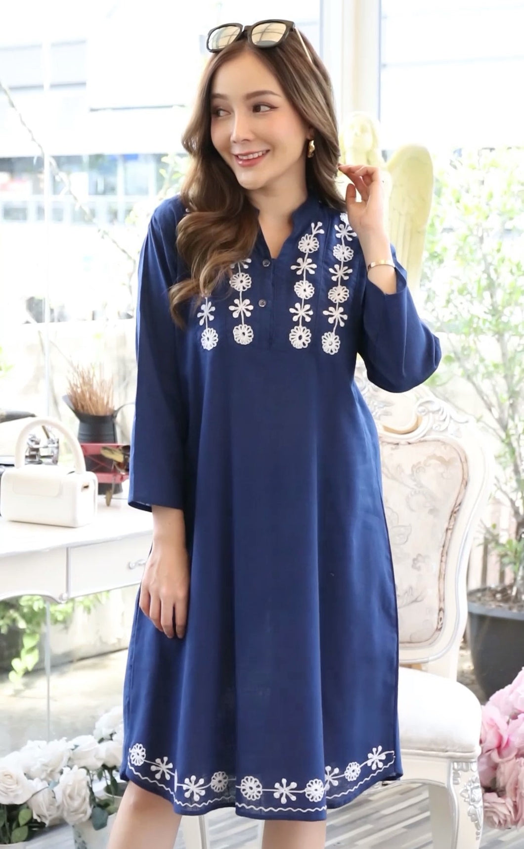 Trendy Fashionable Women Dresses With Side Pockets - Blue